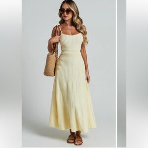 Showpo Yellow Ribbed Maxi Dress